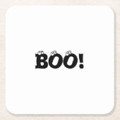 ハロウィーン怖いブー!目玉白黒スクエア スクエアペーパーコースター (正面)