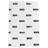 ハロウィーン怖いブー!目玉白黒パターン ミディアムペーパーバッグ (裏面)