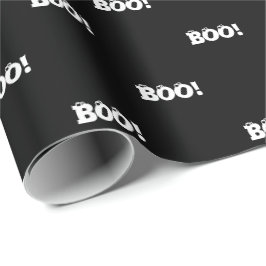 ハロウィーン怖いブー！目玉白黒パターン ラッピングペーパー