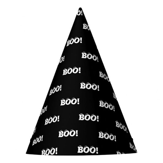 ハロウィーン怖いブー！目玉白黒 おもしろい パーティーハット (正面)