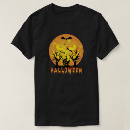 ハロウィーン怖いムーン顔 Tシャツ