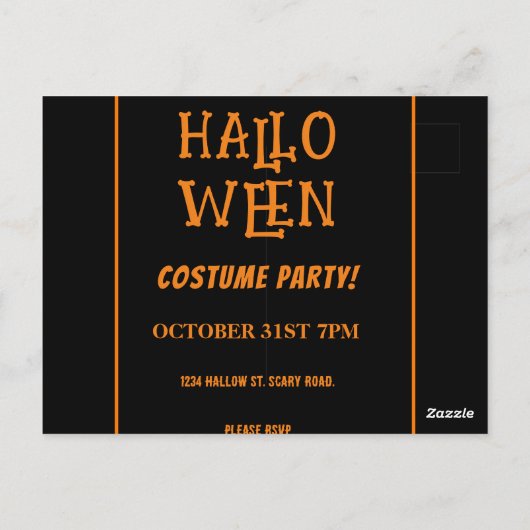 ハロウィーン怖いモンスターコスチュームパーティー ポストカード (裏面)