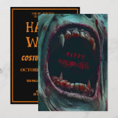 ハロウィーン怖いモンスターコスチュームパーティー 招待状 (正面/裏面)