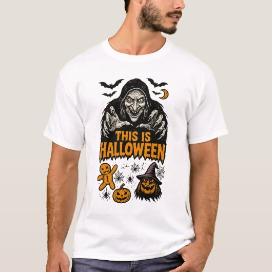 ハロウィーン怖いモンスターヴィンテージホラー Tシャツ (正面)