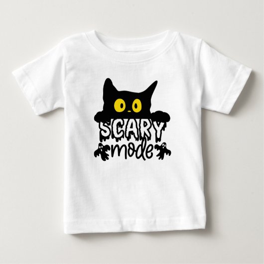 ハロウィーン怖いモード怖い猫 ベビーTシャツ (正面)