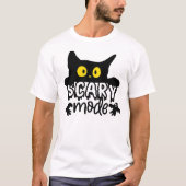 ハロウィーン怖いモード怖い猫 Tシャツ (正面)