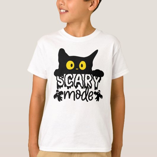 ハロウィーン怖いモード怖い猫 Tシャツ (正面)