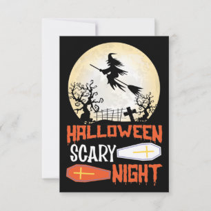 ハロウィーン怖い夜の不気味な魔女ハロウィンカード