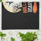 ハロウィーン怖い夜の不気味な魔女 キッチンタオル (折り畳み)