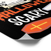 ハロウィーン怖い夜の不気味な魔女 ポスター (角)