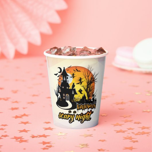 ハロウィーン怖い夜の紙カップ 紙コップ (インサイチュ)