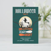 ハロウィーン怖い夜の魔女パーティの招待状カード (スタンド正面)