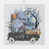 ハロウィーン怖い夜 ガラスオーナメント (正面)