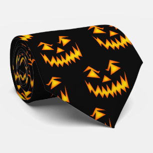 ハロウィーン怖い彫りカボチャ ネクタイ