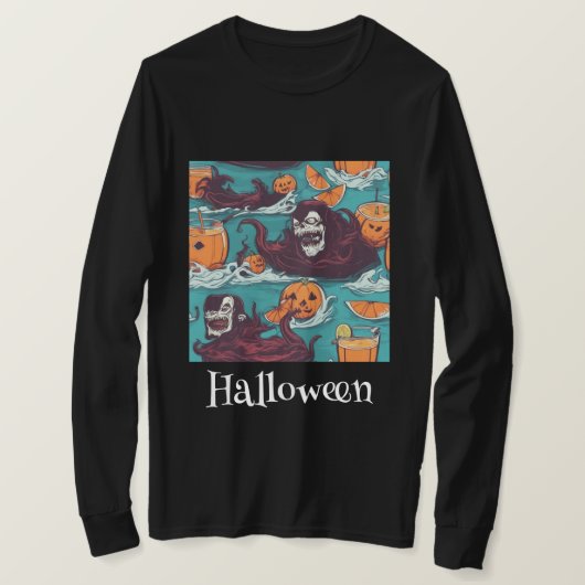 ハロウィーン怖い悪カボチャ Tシャツ (デザイン正面)