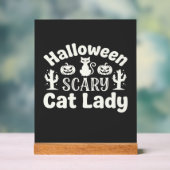 ハロウィーン怖い猫のレディ_1 アクリルサイン (ニュートラル)