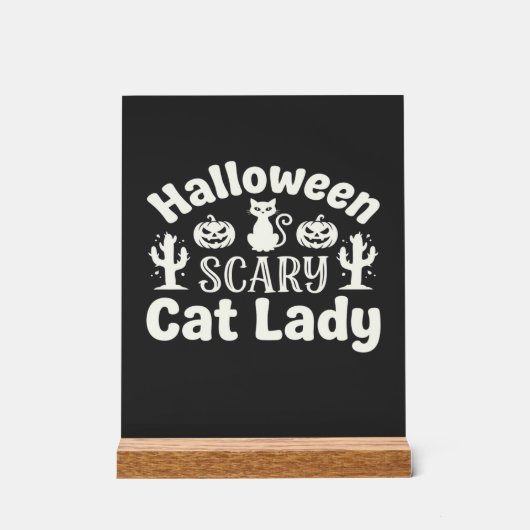 ハロウィーン怖い猫のレディ_1 アクリルサイン (正面)