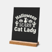 ハロウィーン怖い猫のレディ_1 アクリルサイン (傾斜)