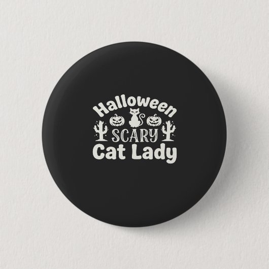 ハロウィーン怖い猫のレディ_1 缶バッジ (正面)