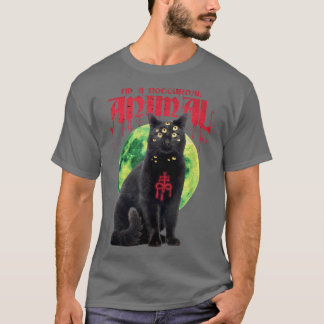 ハロウィーン怖い猫ホラーハロウィンムーンナイト Tシャツ