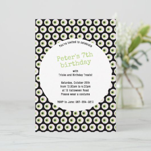 ハロウィーン怖い眼球誕生日招待状 招待状 (スタンド正面)