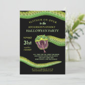 ハロウィーン怖い緑のヘビの不気味な上に滑る 招待状 (スタンド正面)