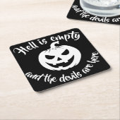 ハロウィーン怖い顔ジャックOランタンカスタム スクエアペーパーコースター (アングル)