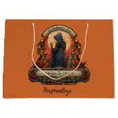 ハロウィーン怖い魔女おもしろい引用文パーソナライズされた ラージペーパーバッグ (正面)