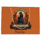 ハロウィーン怖い魔女おもしろい引用文パーソナライズされた ラージペーパーバッグ (裏面)