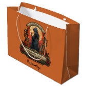 ハロウィーン怖い魔女おもしろい引用文パーソナライズされた ラージペーパーバッグ (裏面アングル)