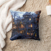 ハロウィーン怖い魔女の城 クッション (ブランケット)