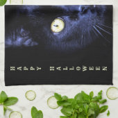 ハロウィーン怖い黒猫ホラーダークナイト キッチンタオル (折り畳み)