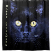 ハロウィーン怖い黒猫ホラーダークナイト シャワーカーテン (正面)