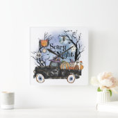 ハロウィーン怖_Night スクエア壁時計 (ホーム)