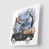 ハロウィーン怖_Night スクエア壁時計 (傾斜)