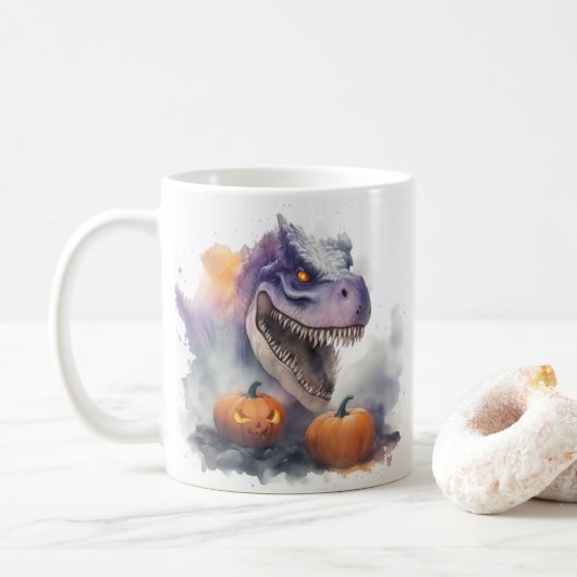 ハロウィーン恐竜のカボチャ コーヒーマグカップ (ドーナツ)