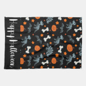 ハロウィーン恐竜のスケルトンこうもり&カボチャ キッチンタオル (横)