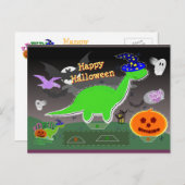 ハロウィーン恐竜の彫像カット&グルークラフトカード ポストカード (正面/裏面)