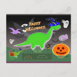 ハロウィーン恐竜の彫像カット&グルークラフトカード ポストカード