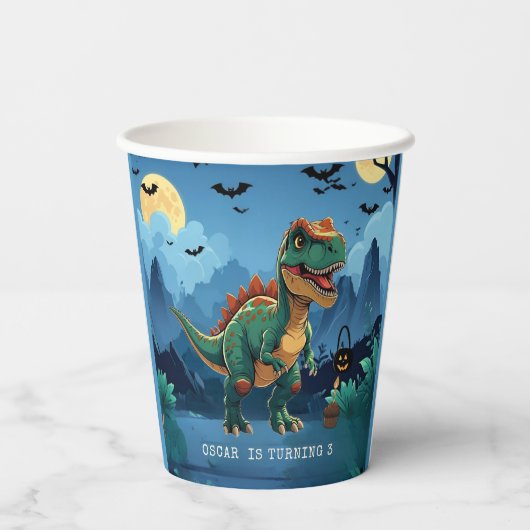 ハロウィーン恐竜の誕生日パーティー | T不気味レックス 紙コップ (裏面)