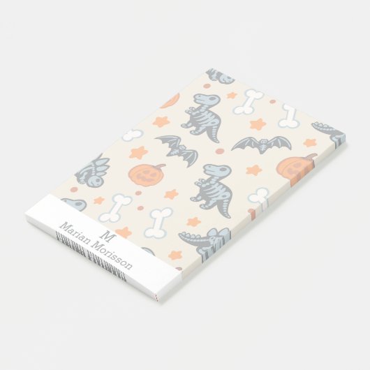 ハロウィーン恐竜の骨格こうもりカボチャ個人 ポストイット (アングル)