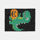 ハロウィーン恐竜カボチャのマスタービルダーブロックBr フリースブランケット (正面(横))