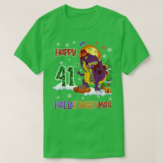 ハロウィーン恐竜クリスマス誕生日41stハロース tシャツ (デザイン正面)