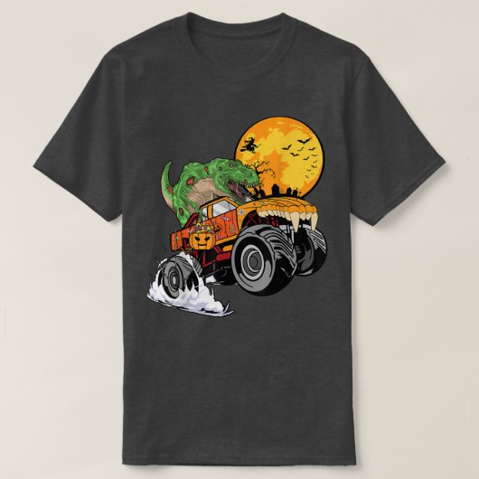 ハロウィーン恐竜ゾンビモンスタートラックボーイズToddl Tシャツ (デザイン正面)