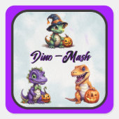 ハロウィーン恐竜ディノマシュパーティー スクエアシール (正面)