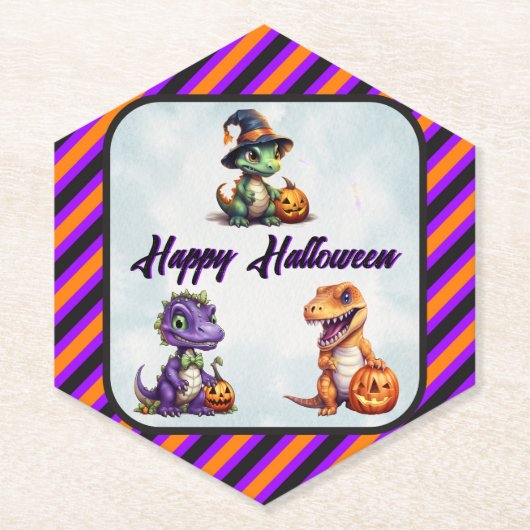 ハロウィーン恐竜ディノマシュパーティー ペーパーコースター (正面)