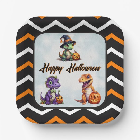 ハロウィーン恐竜ディノマシュパーティー ペーパープレート (正面)