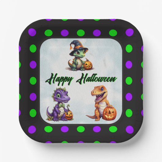 ハロウィーン恐竜ディノマシュパーティー ペーパープレート (正面)