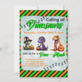 ハロウィーン恐竜ディノマシュパーティー 招待状 (正面)