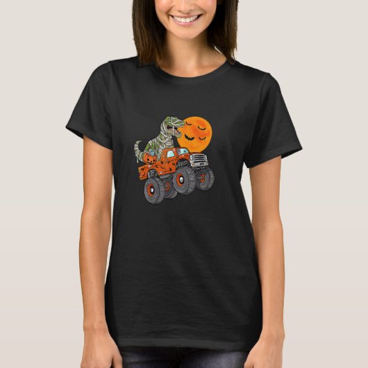 ハロウィーン恐竜モンスタートラックムーン Tシャツ (正面)